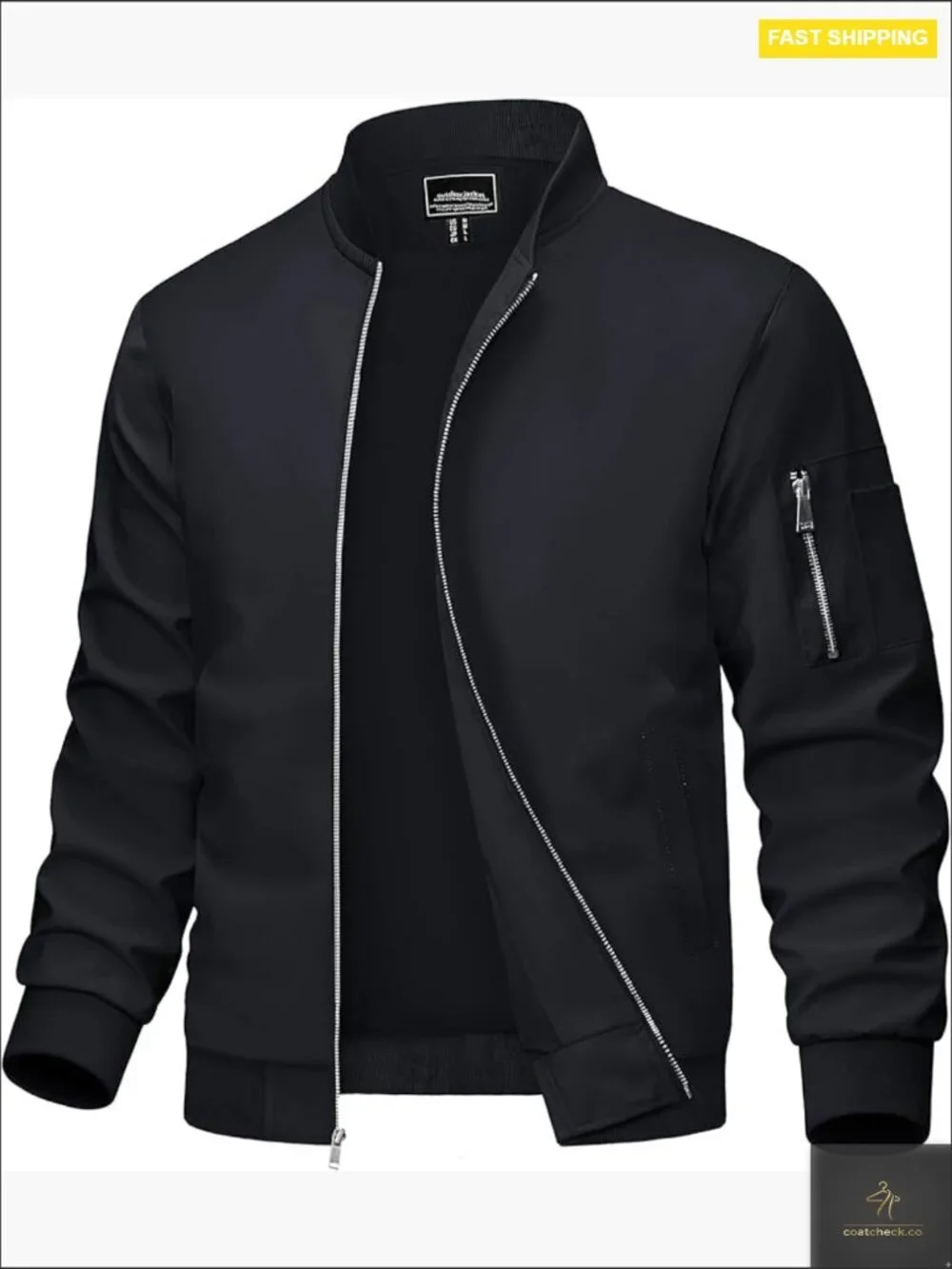 Lightweight Bomber Jacket Zip Up Casual Windproof with 5 Pockets